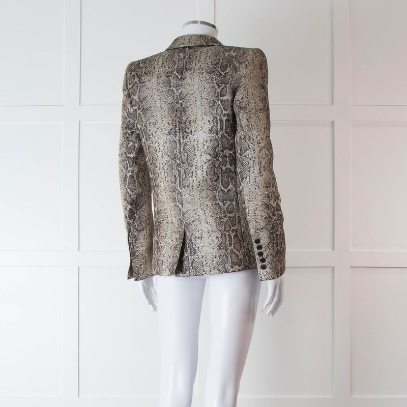 Zadig & Voltaire Beige Brown Silver Snake Print Jacquard Blazer Jacket