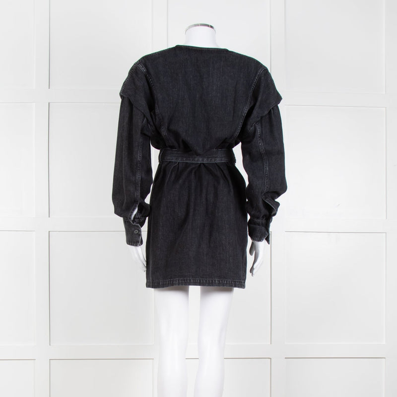 IRO Grey Denim Wrap Mini Dress