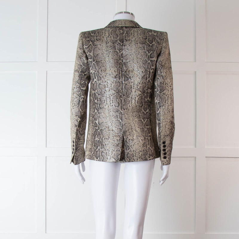 Zadig & Voltaire Beige Brown Silver Snake Print Jacquard Blazer Jacket
