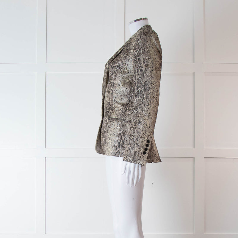 Zadig & Voltaire Beige Brown Silver Snake Print Jacquard Blazer Jacket