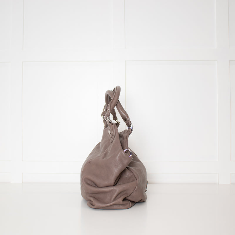 Marc By Marc Jacobs Taupe Q Fran Grainy Leather Tote Bag