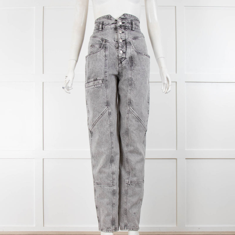 Isabel Marant Grey High Waist Front Pocket Washed Out Jeans