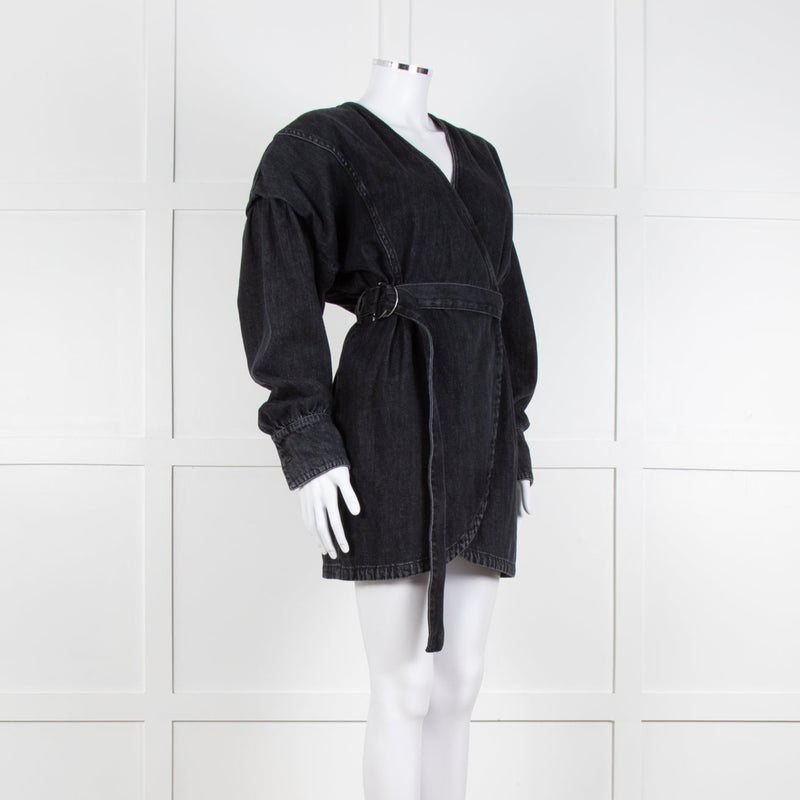 IRO Grey Denim Wrap Mini Dress