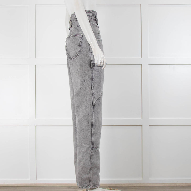 Isabel Marant Grey High Waist Front Pocket Washed Out Jeans