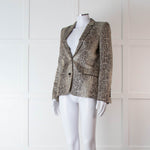 Zadig & Voltaire Beige Brown Silver Snake Print Jacquard Blazer Jacket