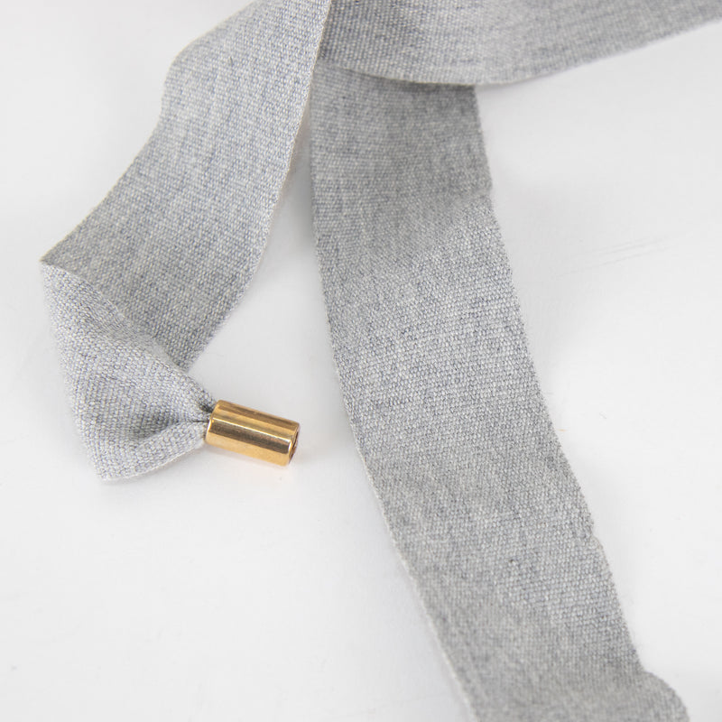 Fabiana Filippi Grey Wood Bead Necklace With Ribbon Tie
