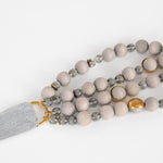 Fabiana Filippi Grey Wood Bead Necklace With Ribbon Tie
