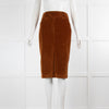 True Royal Mustard Brown Corduroy Pencil Skirt