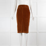 True Royal Mustard Brown Corduroy Pencil Skirt