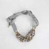 Fabiana Filippi Grey Wood Bead Necklace With Ribbon Tie