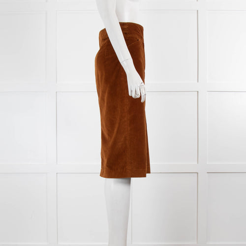 True Royal Mustard Brown Corduroy Pencil Skirt