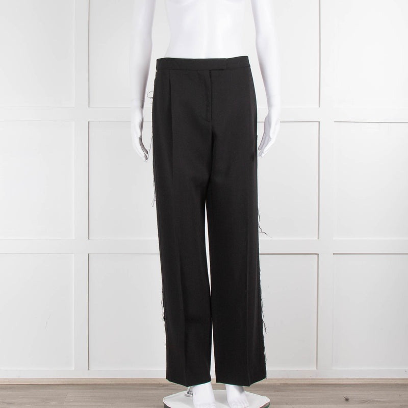 Alexander McQueen Black Tailored Trousers with Raw Gabardine Side Stripe