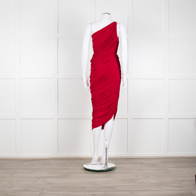 Norma Kamali Red Ruched One Shoulder Bodycon Dress