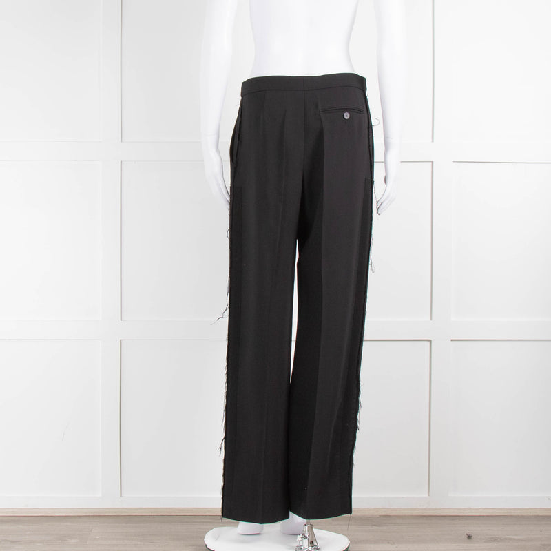 Alexander McQueen Black Tailored Trousers with Raw Gabardine Side Stripe