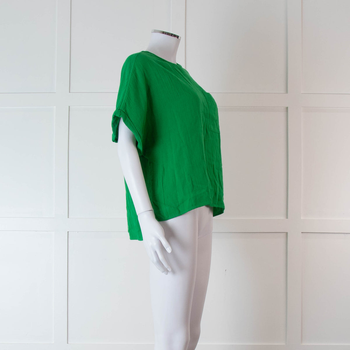 Me + Em Green Short Sleeve Cheese Cloth Top