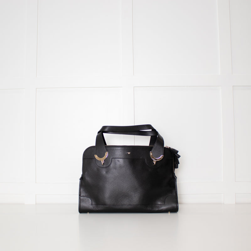 Anya Hindmarch Black Seymore Textured Leather Tote Bag