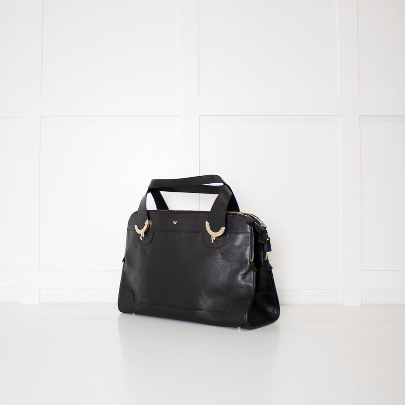 Anya Hindmarch Black Seymore Textured Leather Tote Bag