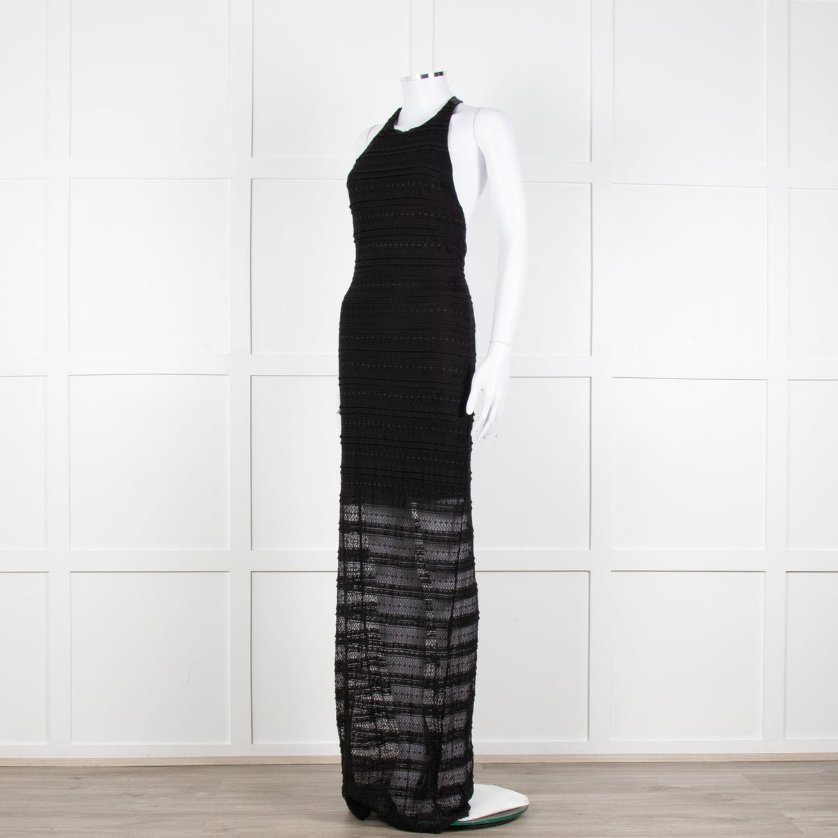 Alice + Olivia Black Lace Halter Maxi Dress