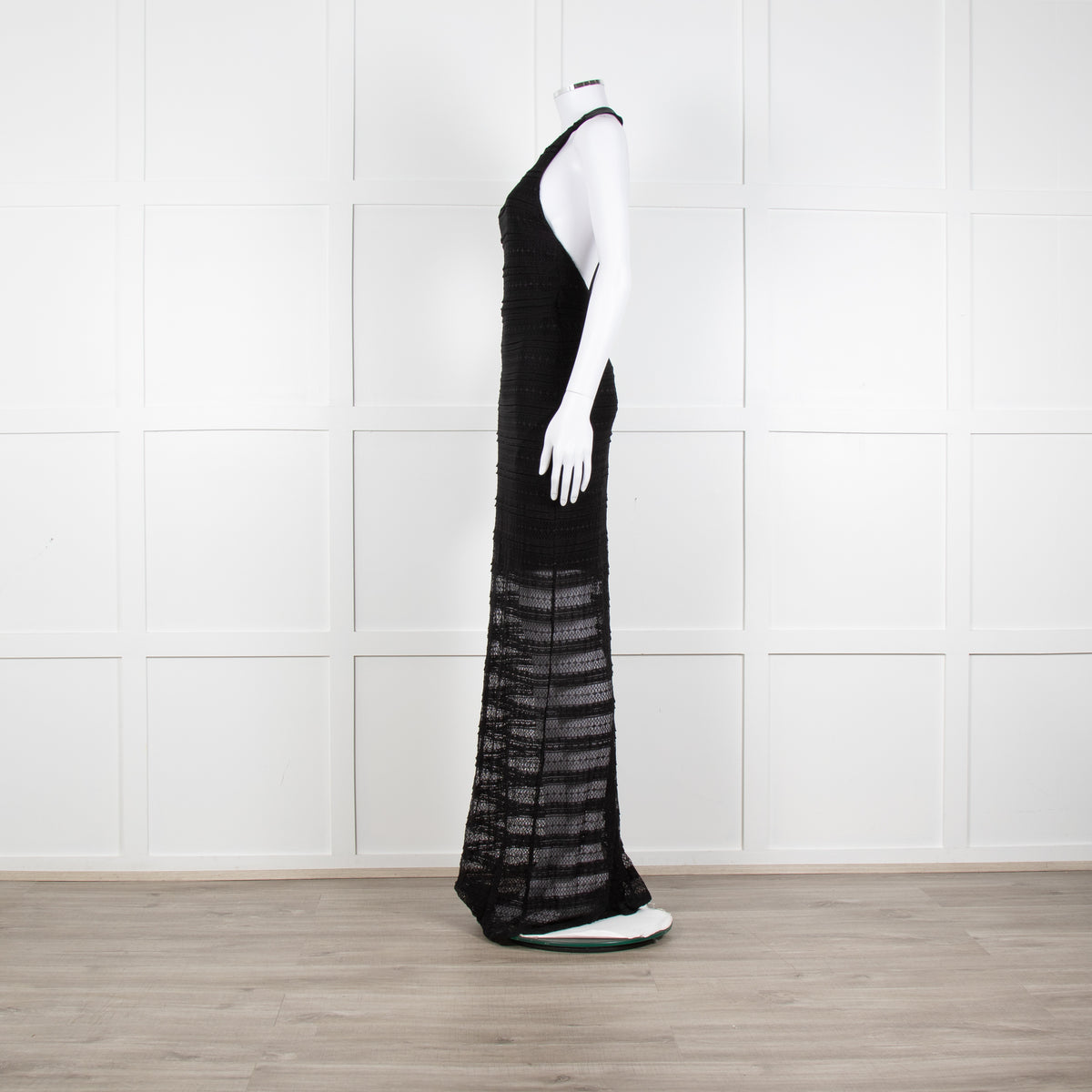 Alice + Olivia Black Lace Halter Maxi Dress