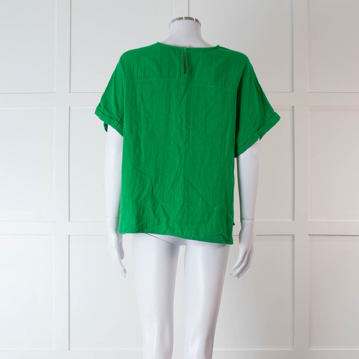 Me + Em Green Short Sleeve Cheese Cloth Top