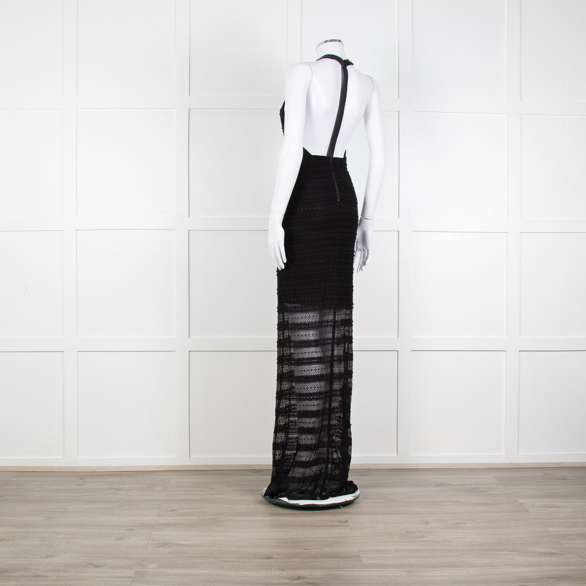 Alice + Olivia Black Lace Halter Maxi Dress