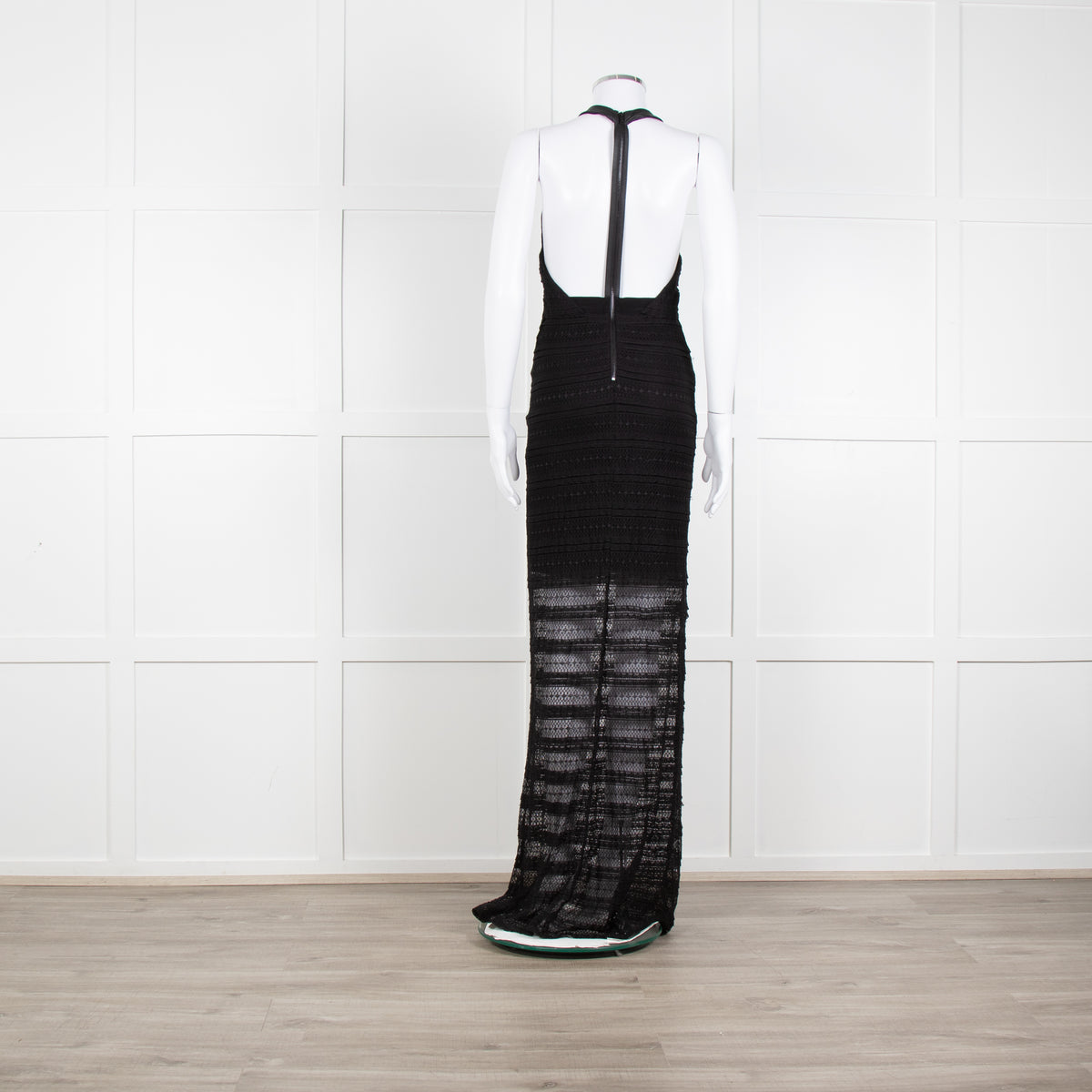 Alice + Olivia Black Lace Halter Maxi Dress