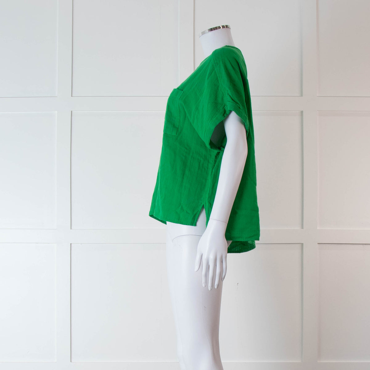 Me + Em Green Short Sleeve Cheese Cloth Top