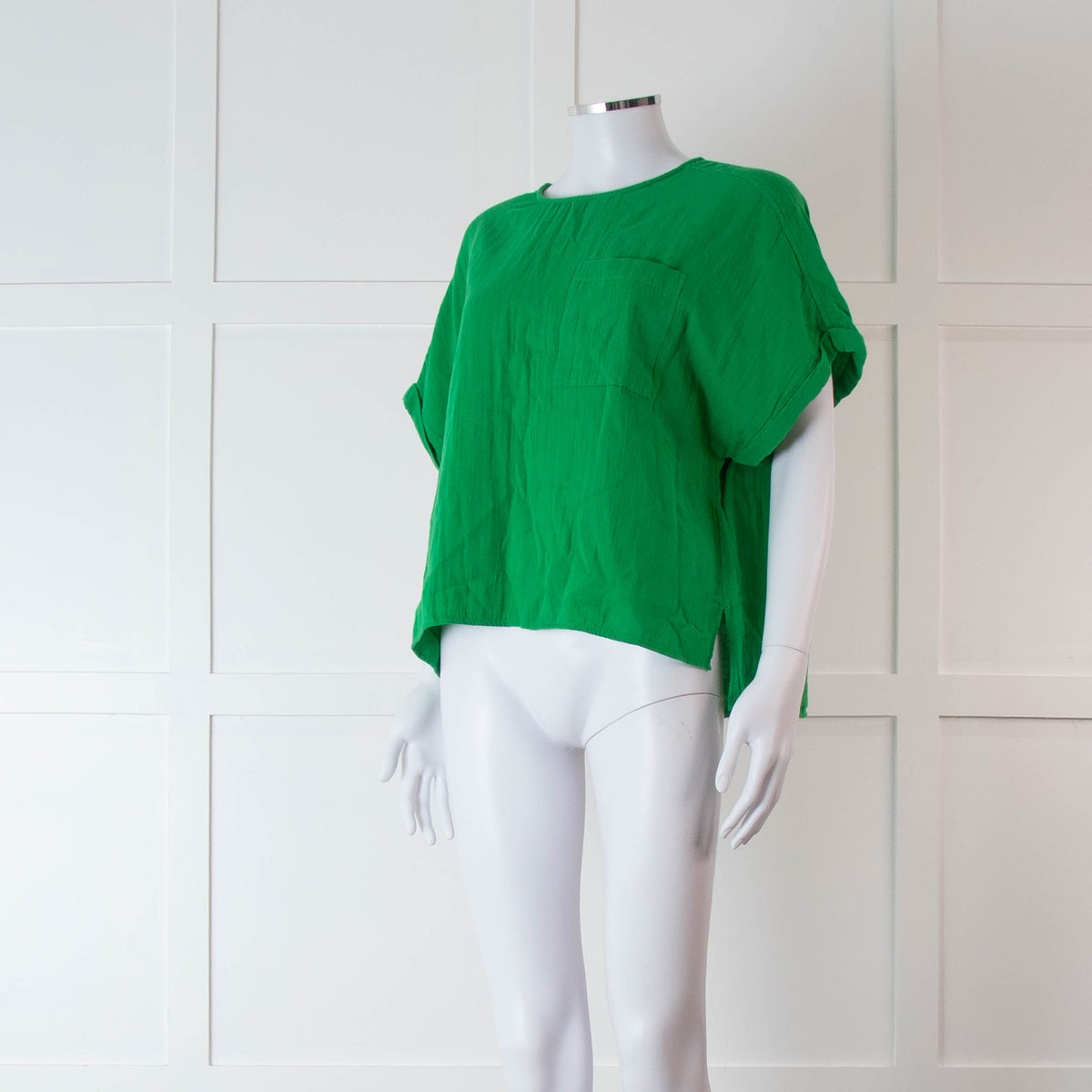 Me + Em Green Short Sleeve Cheese Cloth Top