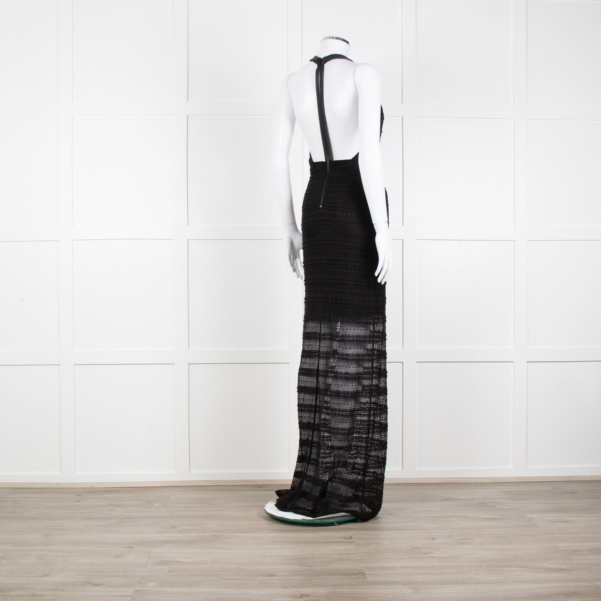 Alice + Olivia Black Lace Halter Maxi Dress