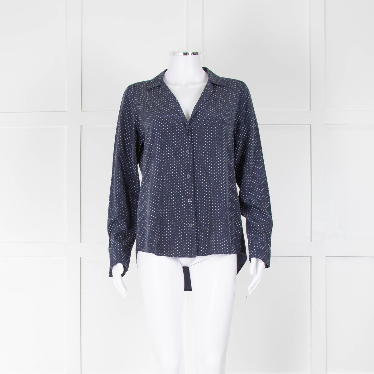 Equipment Blue With Yellow Spots Silk Blouse