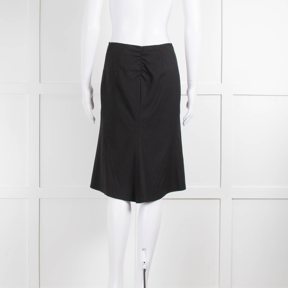 Joseph Black Wool Skirt With Gather & Dropped Hem on the Back