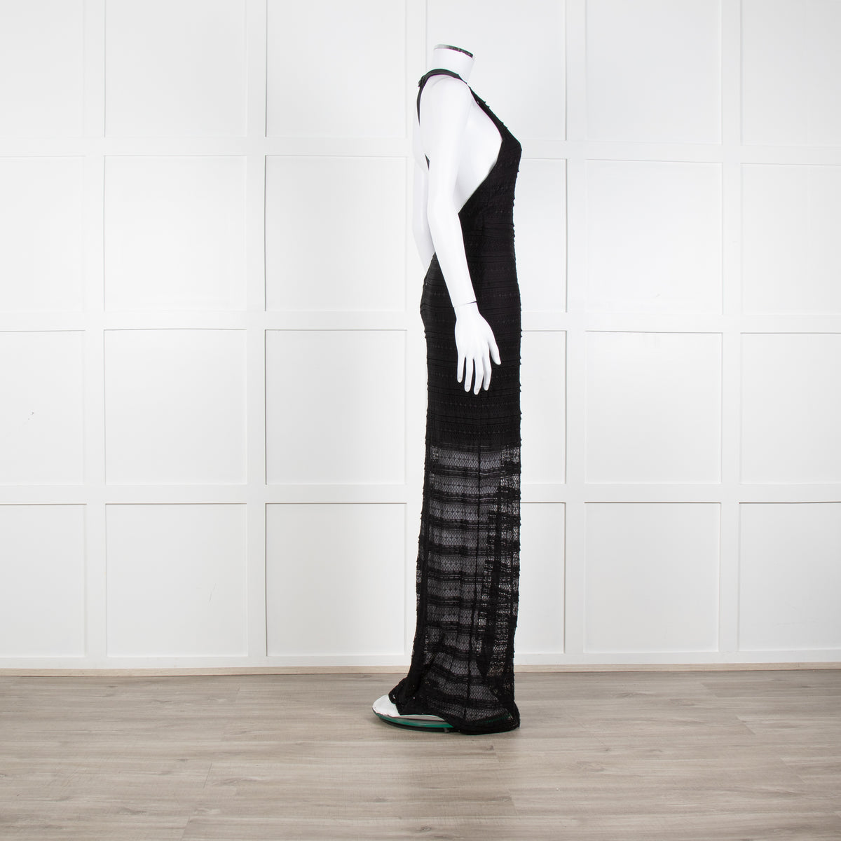 Alice + Olivia Black Lace Halter Maxi Dress