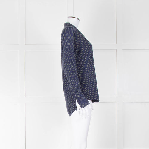 Equipment Blue With Yellow Spots Silk Blouse