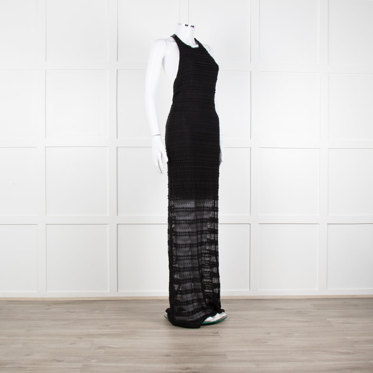 Alice + Olivia Black Lace Halter Maxi Dress