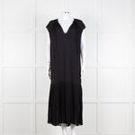 By Malene Birger Black Sleeveless Dress With Dropped Pleated Hem Dress