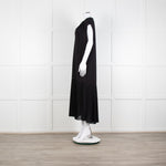 By Malene Birger Black Sleeveless Dress With Dropped Pleated Hem Dress