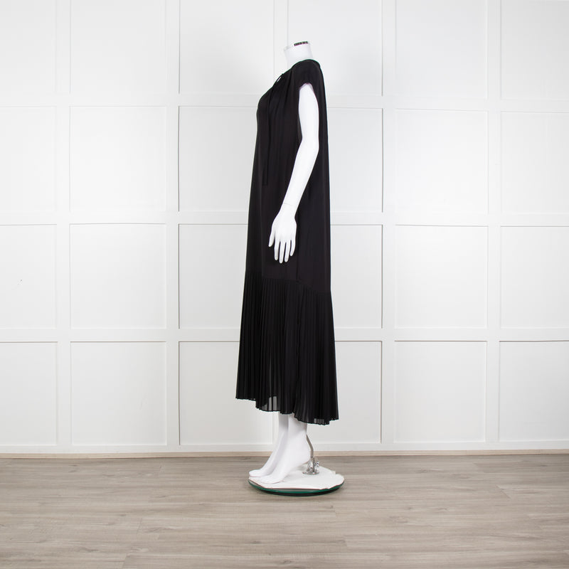 By Malene Birger Black Sleeveless Dress With Dropped Pleated Hem Dress