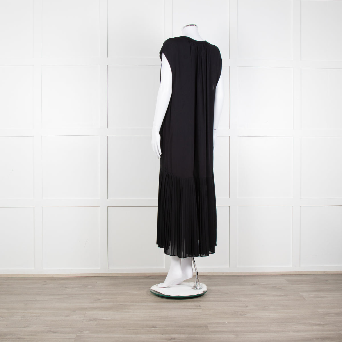 By Malene Birger Black Sleeveless Dress With Dropped Pleated Hem Dress