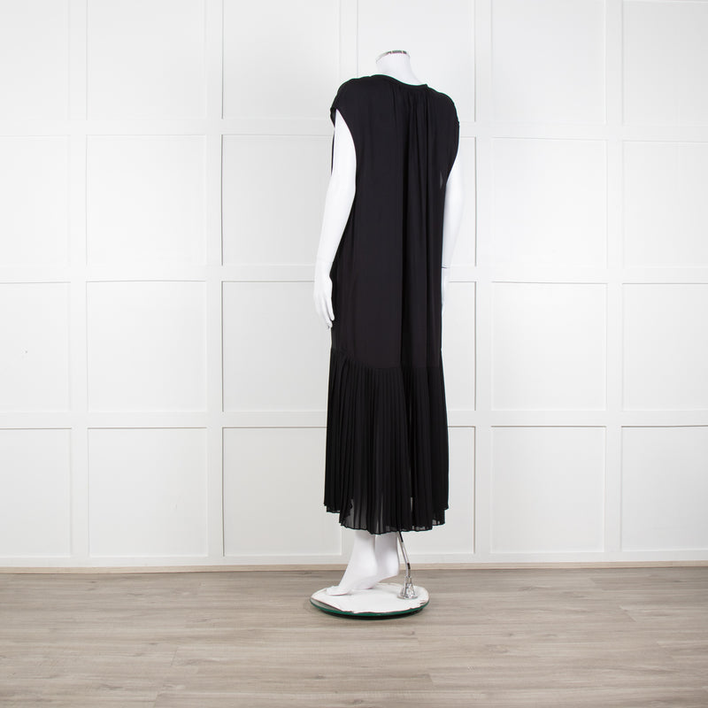 By Malene Birger Black Sleeveless Dress With Dropped Pleated Hem Dress
