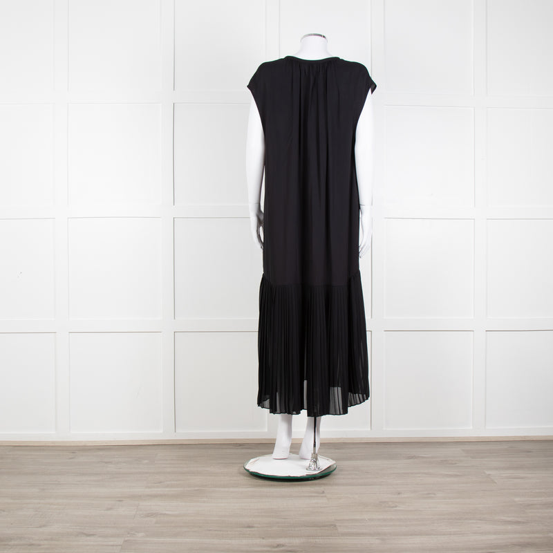 By Malene Birger Black Sleeveless Dress With Dropped Pleated Hem Dress
