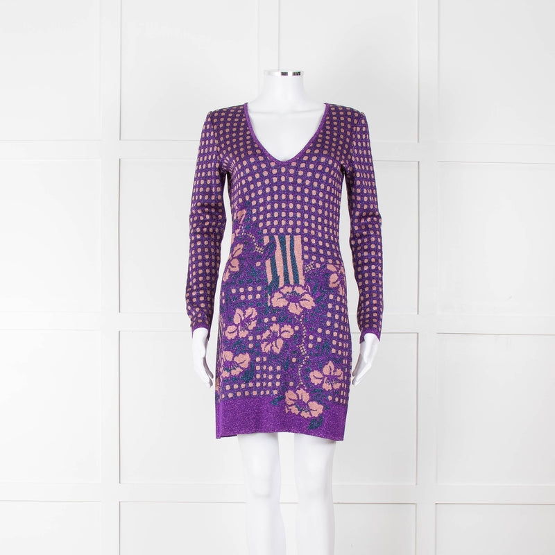 Ekaterina Kukhareva Purple Lurex Knee Length Dress