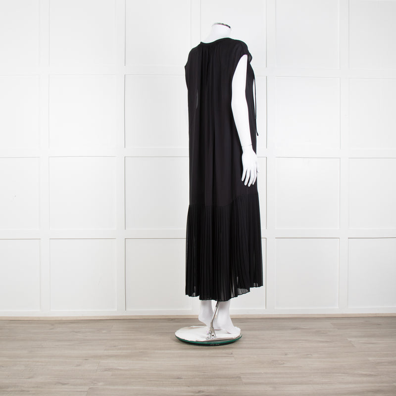 By Malene Birger Black Sleeveless Dress With Dropped Pleated Hem Dress