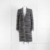 Celine Black and Grey Striped Wool Crombie Coat