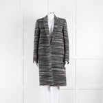 Celine Black and Grey Striped Wool Crombie Coat