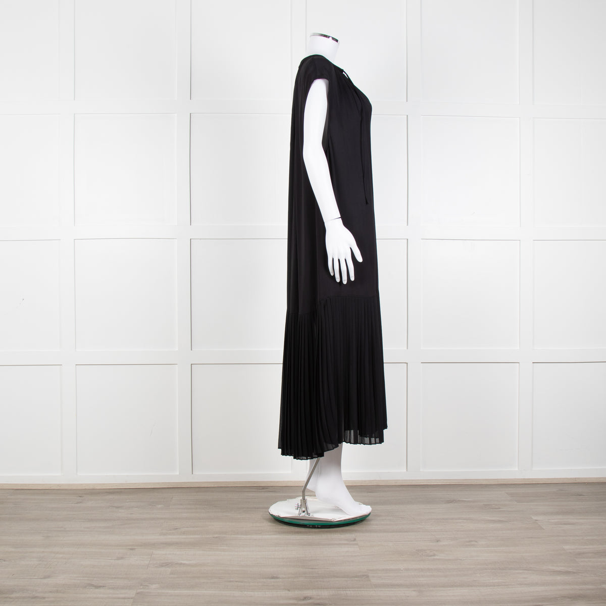 By Malene Birger Black Sleeveless Dress With Dropped Pleated Hem Dress