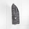 Celine Black and Grey Striped Wool Crombie Coat