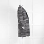 Celine Black and Grey Striped Wool Crombie Coat