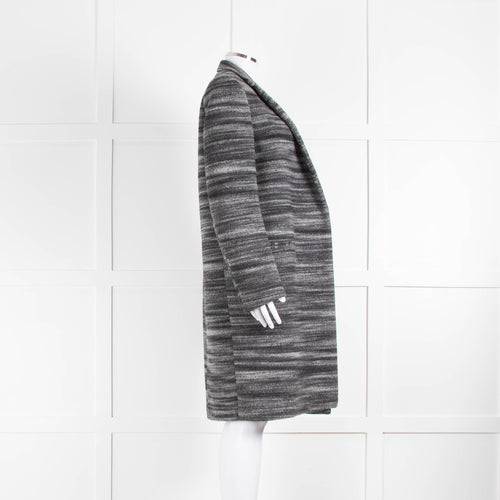 Celine Black and Grey Striped Wool Crombie Coat