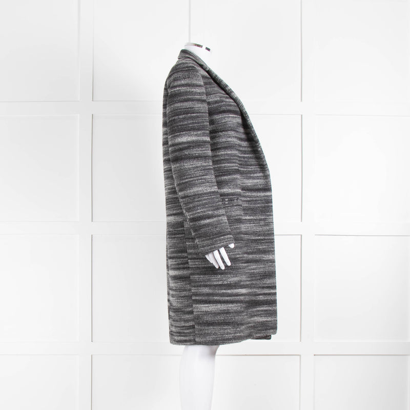 Celine Black and Grey Striped Wool Crombie Coat