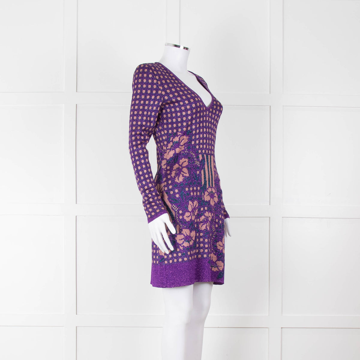 Ekaterina Kukhareva Purple Lurex Knee Length Dress